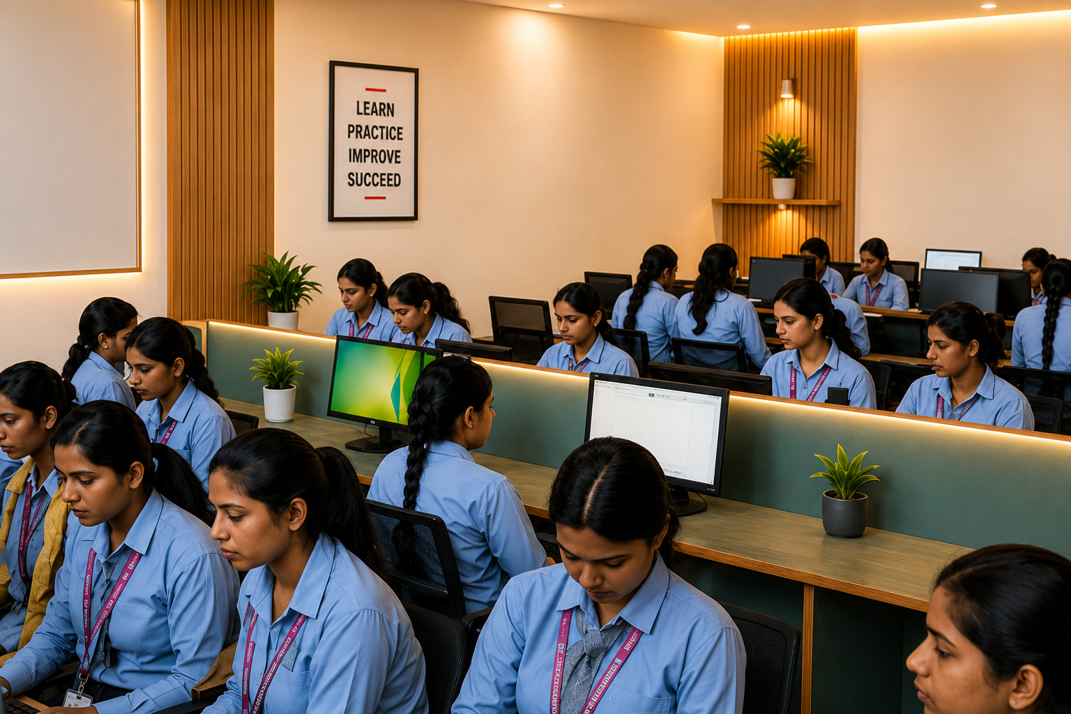 BCA student coding in modern computer lab